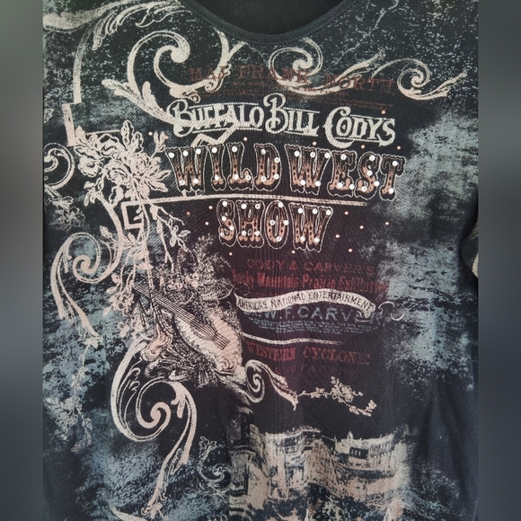 Women's Buffalo Bill Codys Embellished Jeweled Top Size Large Y2K Boho Western - Picture 2 of 5